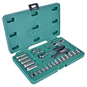 Jogo de Soquetes Sextavados 1/4" com 36 Peças Sata