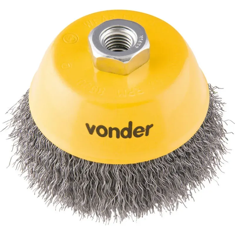 Escova Tipo Copo 6" Ondulada Com Rosca Vonder