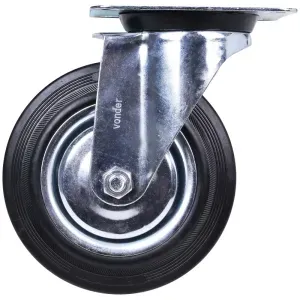 Rodízio Giratório 6" Linha Leve Borracha Preta Capacidade De Carga 130kg Vonder