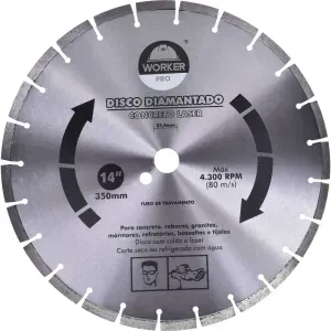 Disco Diamantado Concreto Laser 350mm - 14" Worker