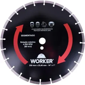 Disco de Corte Diamantado Asfalto Segmentado 350x25,4mm Worker