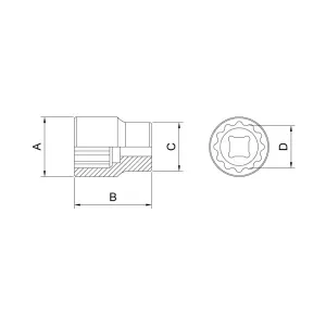 Soquete Estriado em Aço Cromo Vanádio 30 mm - Encaixe 1/2" Tramontina 44833130