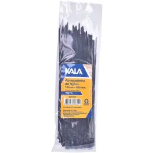 Abraçadeira Nylon 3,6mm x 250mm Preta Kala 100 Peças