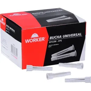 Bucha Universal de Nylon N°6 com 100 Peças Worker