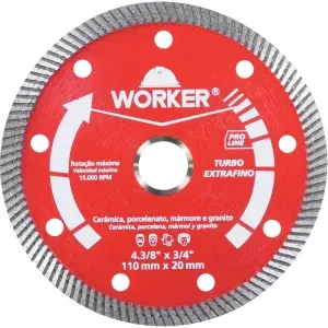 Disco de Corte Diamantado Turbo Extrafino 4.3/8" x 3/4" Worker