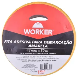 Fita Adesiva Para Demarcação Na Cor Preto 48mm x 30m Worker