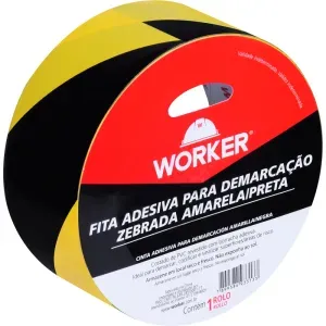 Fita Adesiva Para Demarcação Zebrada Amarelo e Preto 48mm x 30m Worker