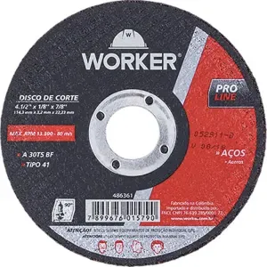 Disco Corte Aço 9" x 1/8" x 7/8" Worker