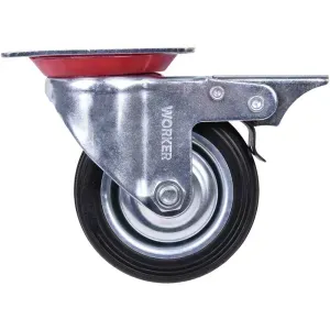 Rodizio Borracha Giratório Freio 3" 50kg Worker