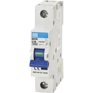 Disjuntor Unipolar DIN Curva C C16 50A 3KA Weg