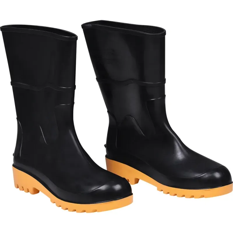 Bota PVC Preto/Amarelo N38 Cano Médio Com Forro Worker