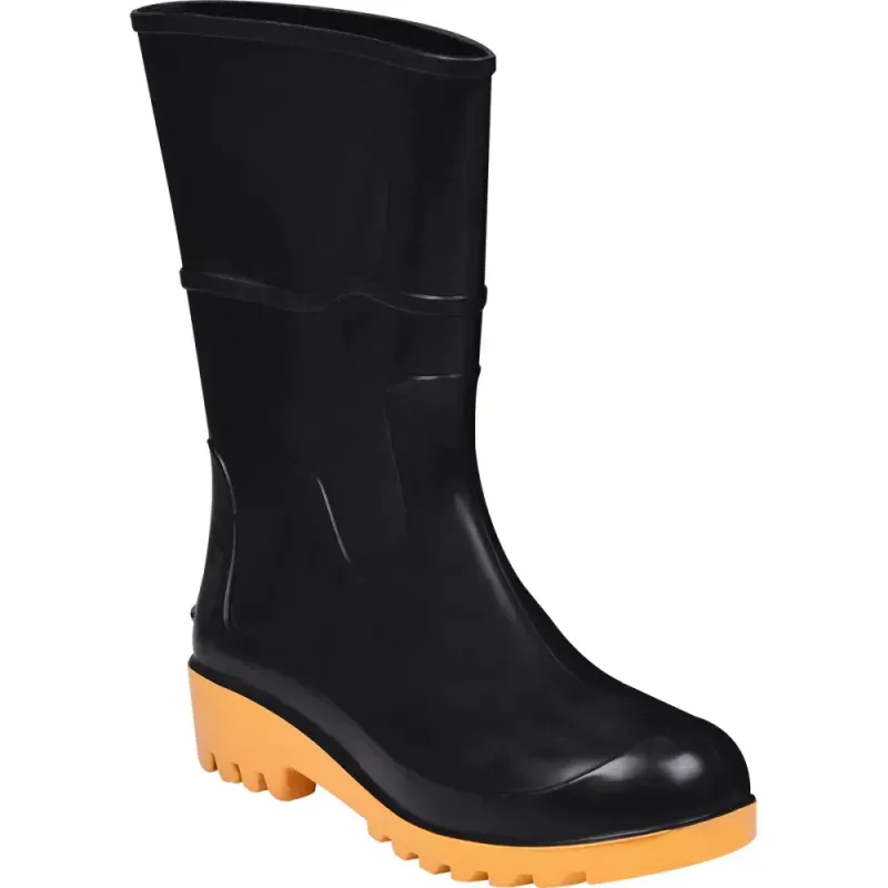 Bota PVC Preto/Amarelo N38 Cano Médio Com Forro Worker