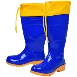 Bota PVC Azul/Amarela N36 Cano Longo Com Polaina Worker