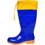 Bota PVC Azul/Amarela N36 Cano Longo Com Polaina Worker