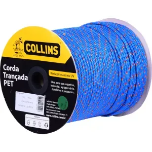 Corda Pet Trançada Azul/Colorida 8Mm 100% Poliéster Collins