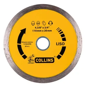 Disco Diamantado Liso Alto Rendimento 110mmx20mm Collins