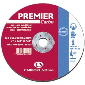 DISCO CORTE FINO AÇO CARBORUNDUM PREMIER 115X1,6X22,2