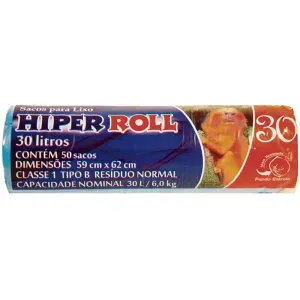 SACO DE LXO 30L AZUL 50PÇS HIPERROLL