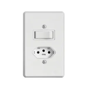 Interruptor 1 TS + Tomada Fixa Embutir 2P T 10A 250v Ilumi
