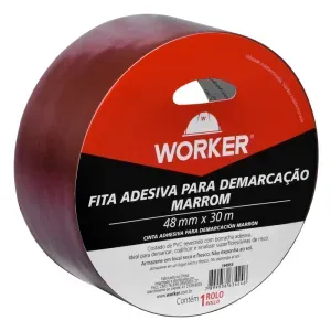 Fita Adesiva Marrom Para Demarcação 48mm x 30m Worker