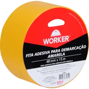 Fita Adesiva para Demarcação 48mm 15m Amarela Worker