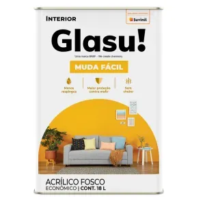 Tinta Acrílica Muda Fácil Fosco Amarelo Canário 18L Glasu!