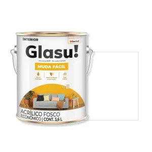 Tinta Acrílica Muda Fácil Fosco Branco 3,6L Glasu!