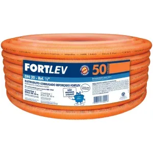 Eletroduto Corrugado Reforçado 25mm Laranja 50m Fortlev