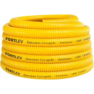 Eletroduto Corrugado 25mm Amarelo 50m Fortlev