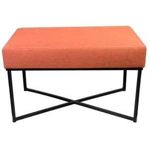 Puff Retangular Cor Tijolo Base Preta 72x36x39cm Bhela Decor