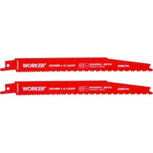 Lâmina para Serra Sabre Bimetálica 1/2” 200mm 6/12 Dentes Worker