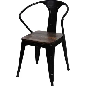 Cadeira de Metal Assento de Madeira Tolix 110kg Cinza Kala