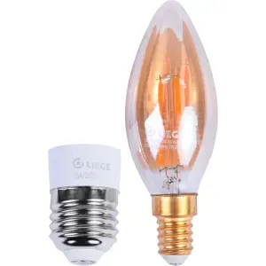 Lâmpada de LED Vela Vintage Âmbar B35 E14 3W 220V Liege