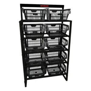 Estante Expositor Metálica 10 Gavetas Preto Worker