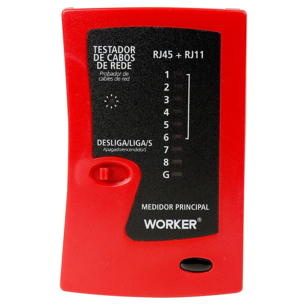 Testar Rj6 Testador de Cabos RJ11/RJ12/RJ45 9V Worker Oferta! - Ferramentas Kennedy