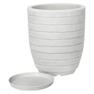 Vaso Relevo Antique Branco 24 x 28cm 10L Vasart