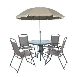 Conjunto De Mesa E Cadeiras 6 Peças Marrom Kala
