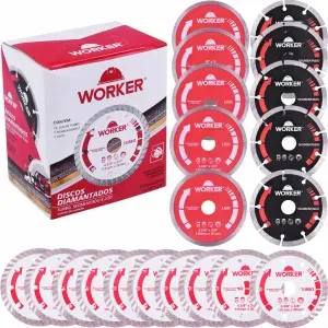 Kit de Disco Diamantado 110mm x 20mm 20 Peças Worker