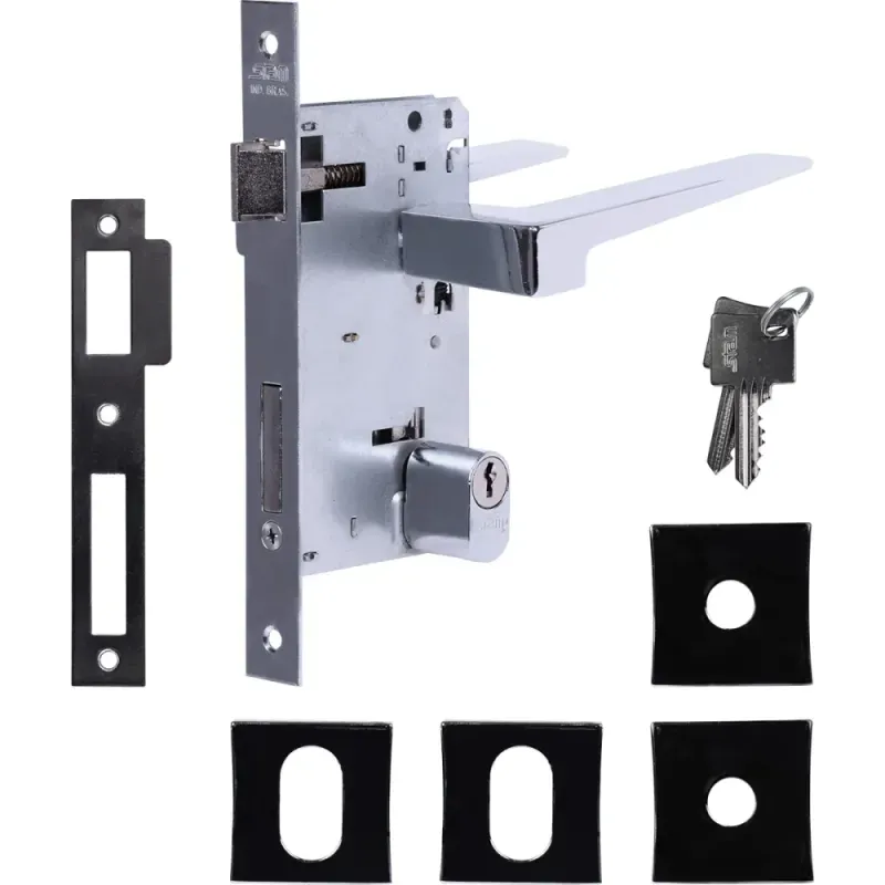 Fechadura Externa Roseta Quadrada Cromada Stam