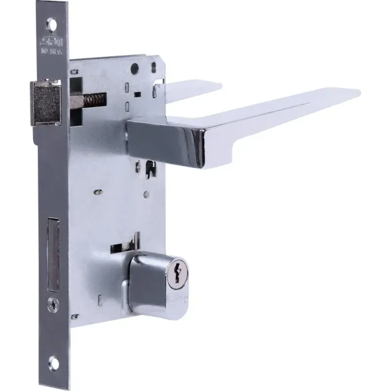 Fechadura Externa Roseta Quadrada Cromada Stam