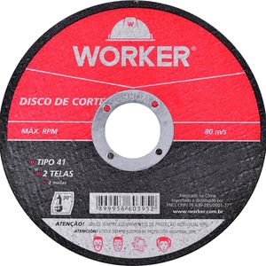 Disco de Corte em Aço Inoxidável 2 Telas 4.1/2" 7/8" Worker