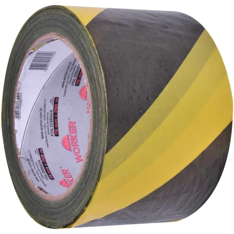 Fita Zebrada para Demarcação Amarela e Preta 7cm 200m Worker