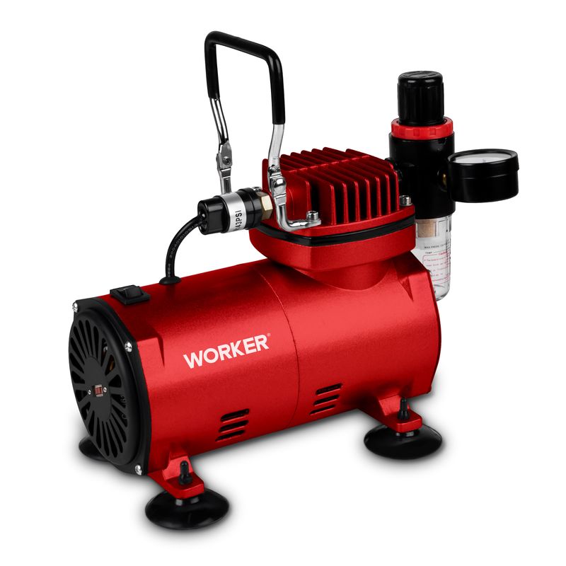 Compressor Mini TC-20B Kit Pistola Aerográfica AB-130 Worker
