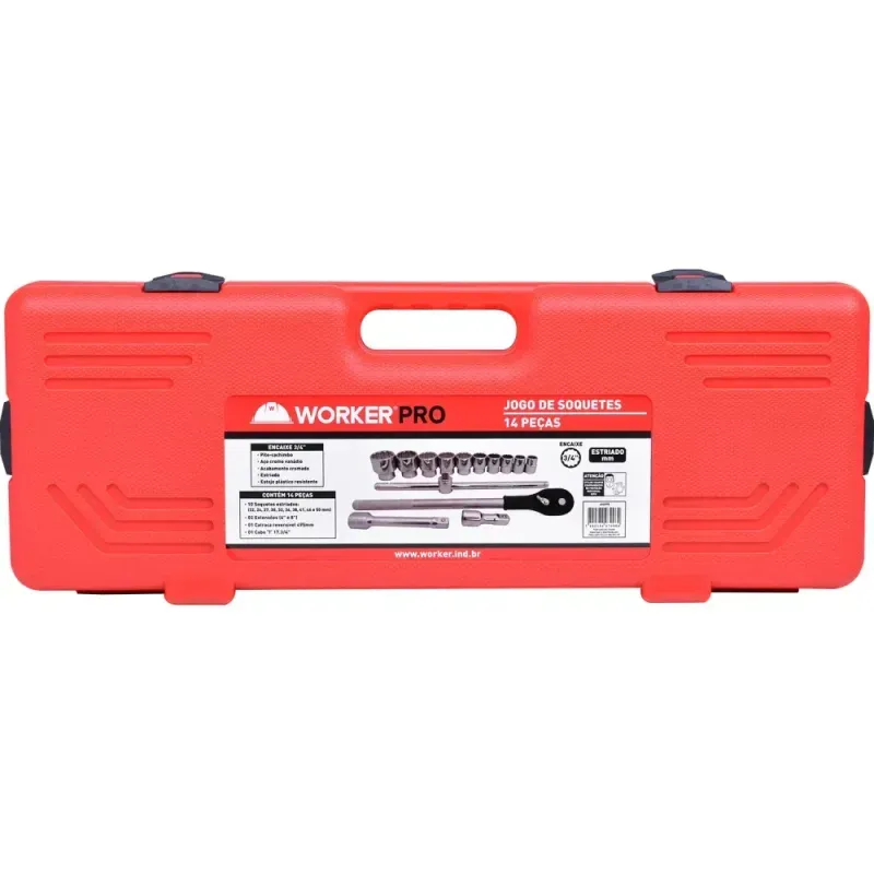 Jogo Soquetes Estriados 14 Peças Worker