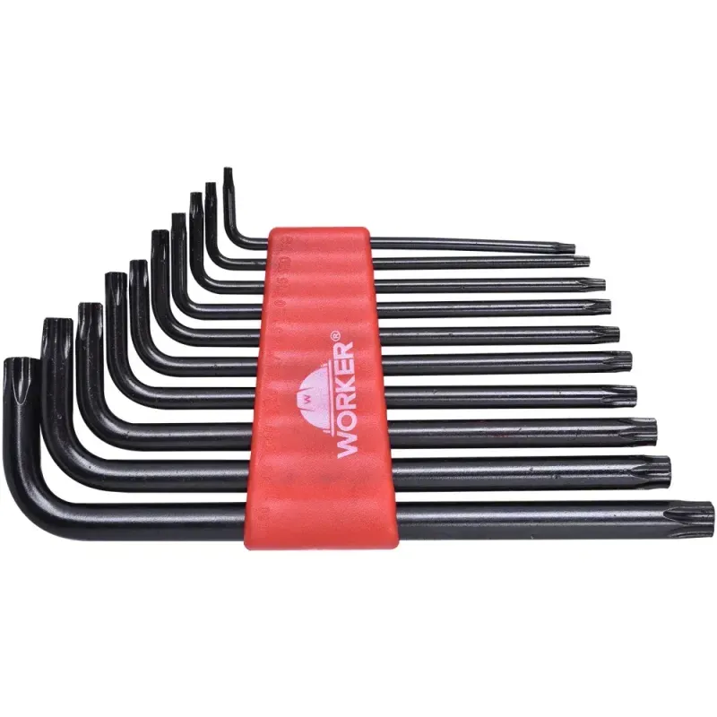Jogo de Chave Torx Longa T9-T50 10 Peças Worker