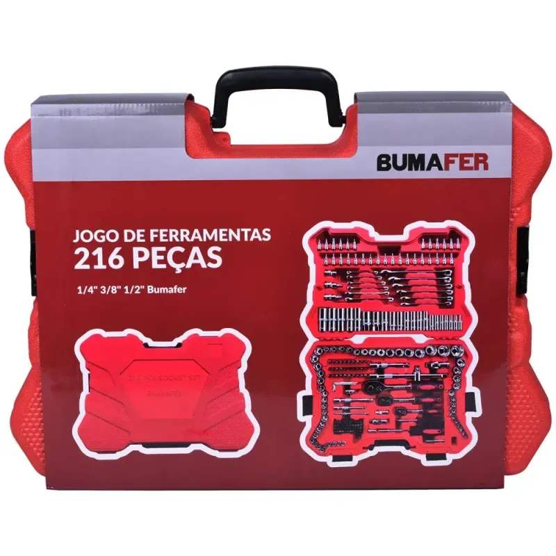 Jogo de Ferramentas Modelo 216 Peças Cromo Vanádio Bumafer