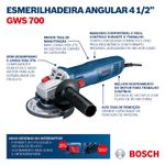 Esmerilhadeira Angular GWS700 4.1/2" 710W 127V Bosch