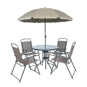 Conjunto de Mesa e Cadeiras 6 Peças Marrom Kala