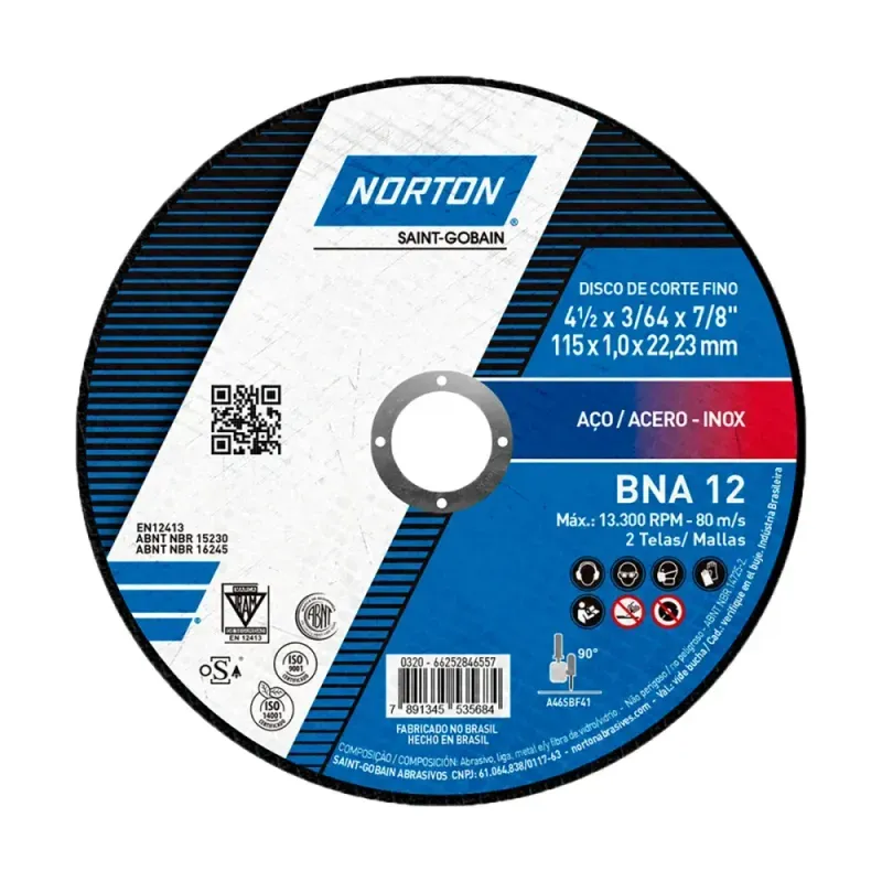 Disco de Corte Linha Azul BNA12 115x1,0x22,23mm Norton