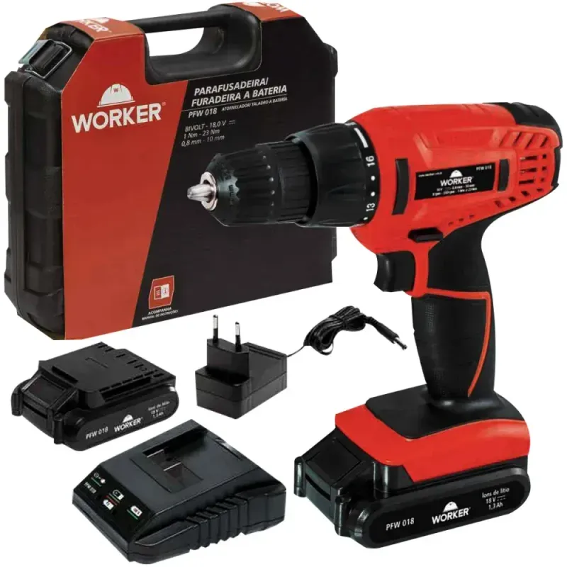 Parafusadeira e Furadeira 18V PFW018 Bivolt Worker